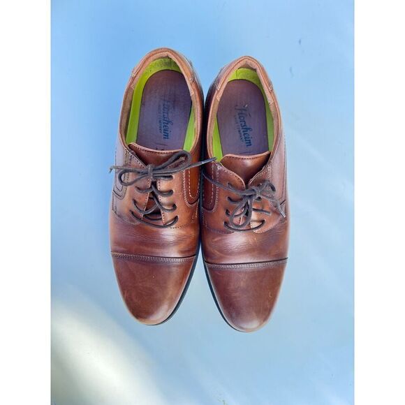 Florsheim Oxford men Shoe Lace Up Dress Company Leather Cognac Brown size 10. - Picture 2 of 9